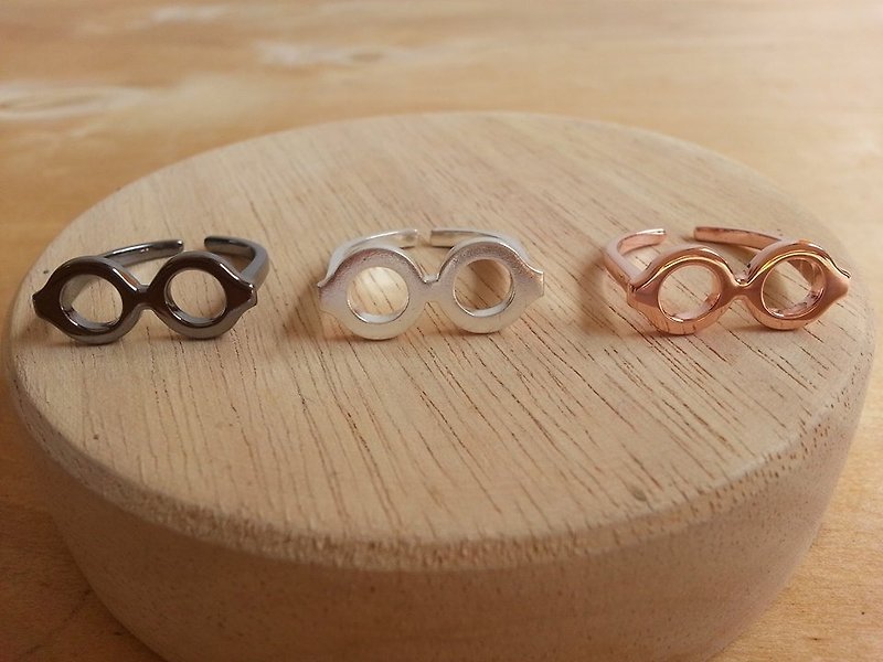 Silver eyeglass ring, black rhodium plated, white gold, rose gold plated. - General Rings - Other Metals Gray
