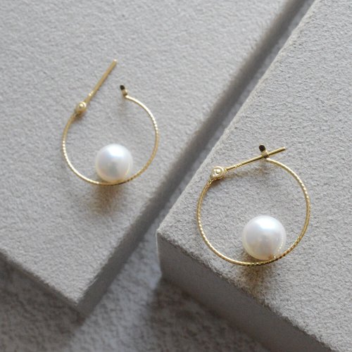 JEWELRY and PEARL FUKUDA Akoya珍珠 耳環 18K金 海水珍珠 日本製造 耳針