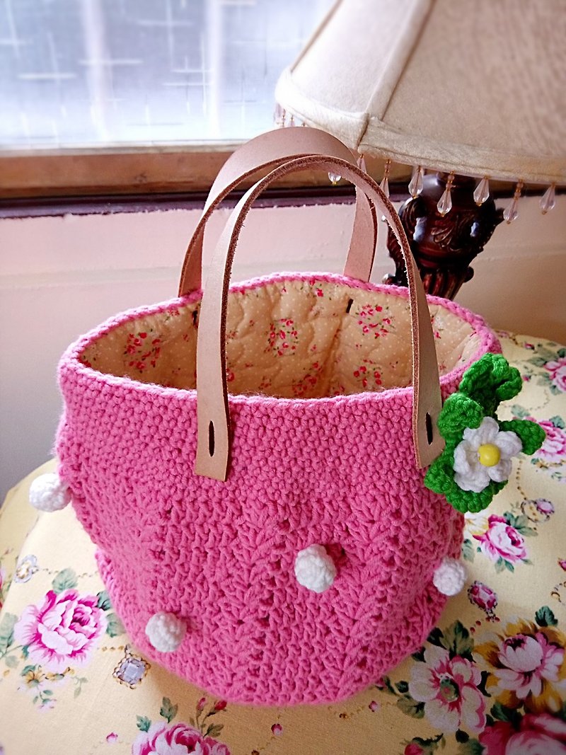 maruna STRAWBERRY手織提袋 - 手袋/手提袋 - 聚酯纖維 粉紅色