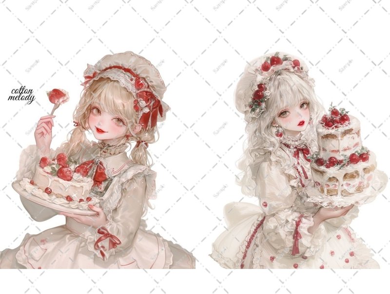 【限定】original sticker no.SB12 // nene様コラボ Patisserie Melody人物ステッカー cottonmelody - 貼紙 - 紙 