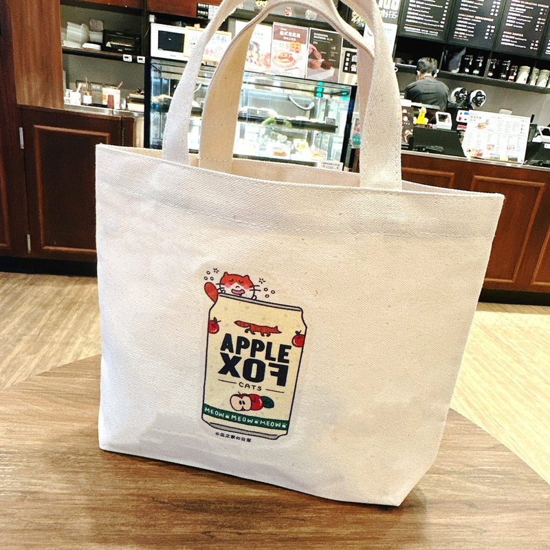 Fox Cider のDaily Canvas Tote Bag (Lunch Bag) Hand-printed Canvas bag - กระเป๋าถือ - ผ้าฝ้าย/ผ้าลินิน สีเหลือง