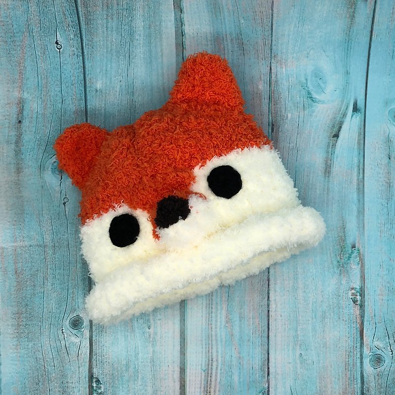 Fox-knitted baby woolen hat for the first birthday gift (adult and child size) - Baby Hats & Headbands - Polyester Orange