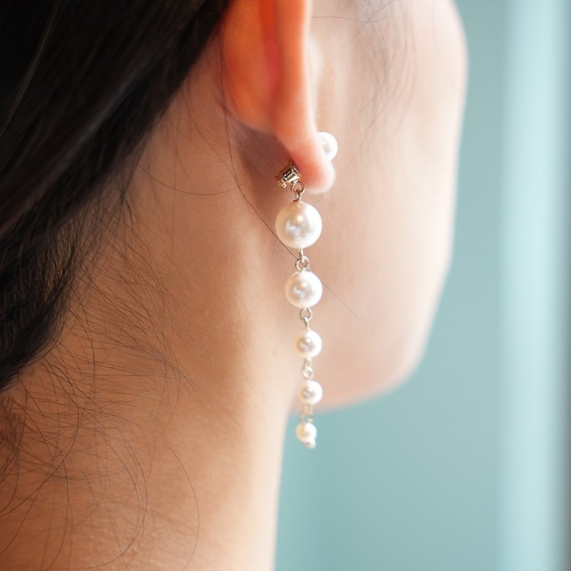 珍珠點點 - 耳環/耳夾 - 珍珠 白色