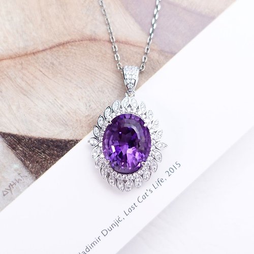 NOW jewelry 天然紫水晶 濃郁紫色光澤 能量水晶 典雅氣質 純銀項鍊 僅有一件
