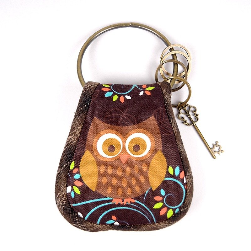 Key Bag Clutch - Owl - Keychains - Cotton & Hemp Brown