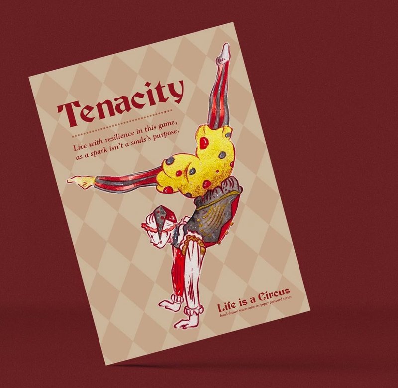 [Circus of Life Series] [Tenacity Golden Clown] Hand-painted watercolor postcard - Cards & Postcards - Paper 