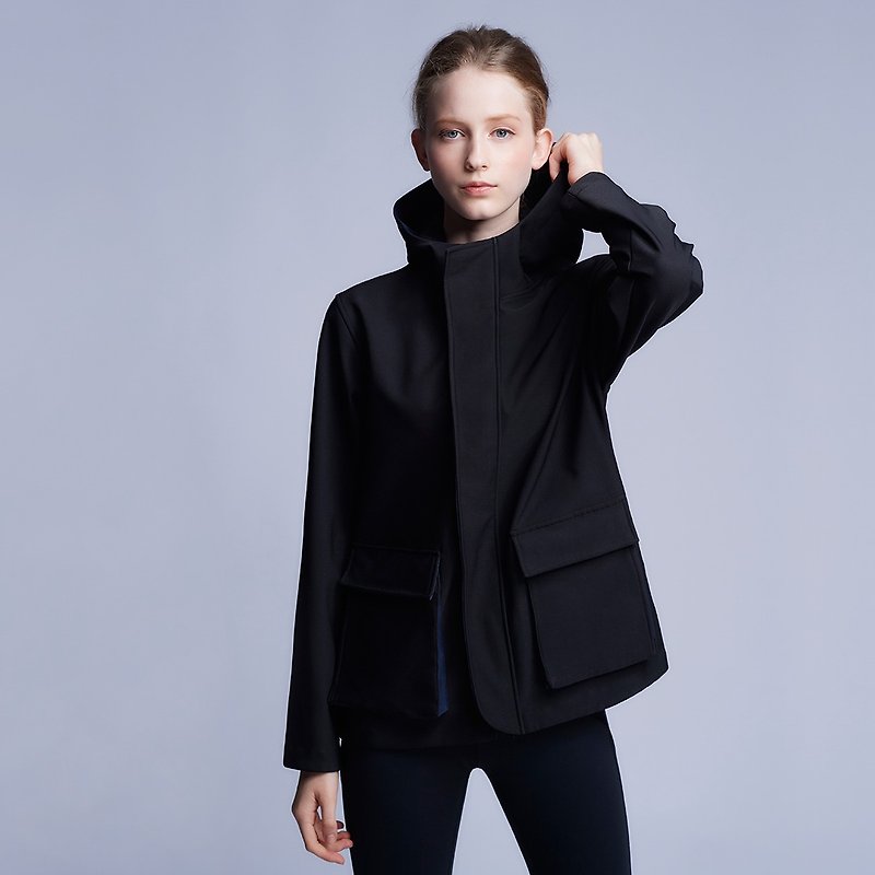 【MACACA】防風防撥水風衣外套 - BPE4191 黑 - 外套/大衣 - 聚酯纖維 黑色