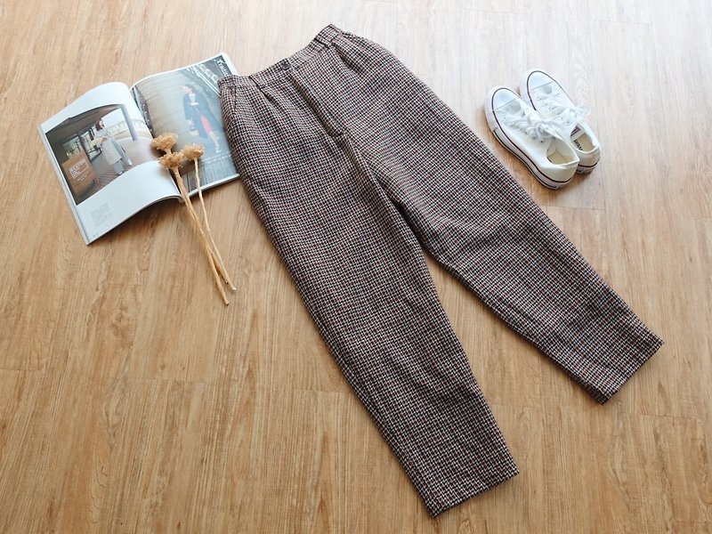 Vintage under / plaid wool trousers no.78 - กางเกงขายาว - วัสดุอื่นๆ หลากหลายสี