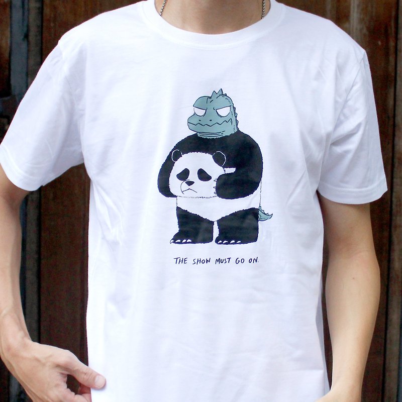 เสื้อยืดลาย Mascot Panda 02 - เสื้อยืดผู้ชาย - ผ้าฝ้าย/ผ้าลินิน ขาว