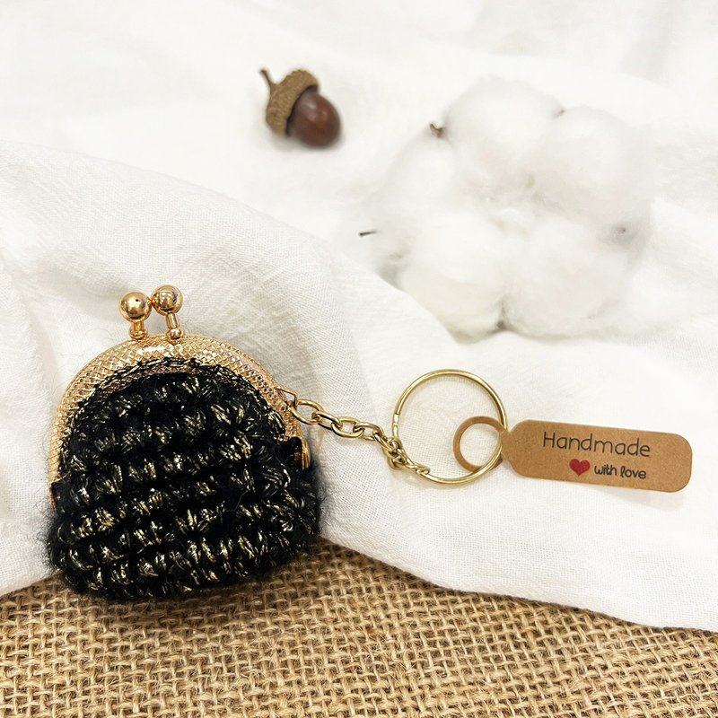 *[Special model]*Wool black gold- kiss lock bag keychain/pendant keychain/coin purse/gift - ที่ห้อยกุญแจ - ขนแกะ 