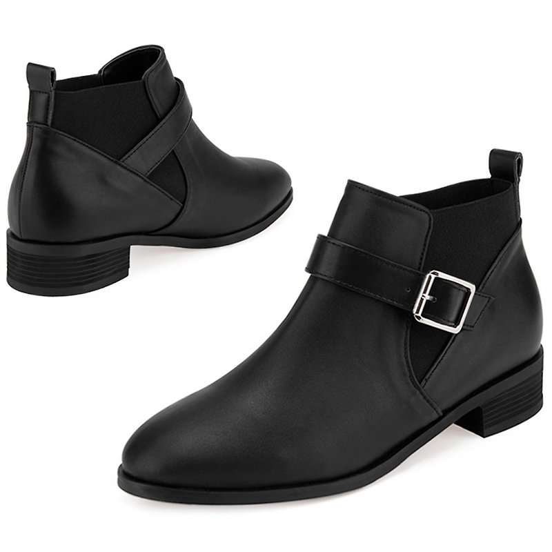 SPUR Buckle chelsea boots LF7069 BLACK - รองเท้าบูทสั้นผู้หญิง - หนังเทียม สีดำ