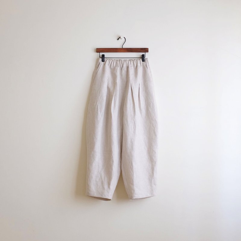 日常手作服 日日魔法 杏仁白氣球褲 亞麻 - 女長褲 - 棉．麻 白色