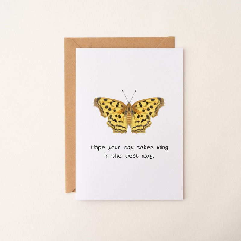 台灣稀有蝴蝶手繪插畫卡片 祝福卡片 生日卡 萬用卡 禮品卡 賀卡 - 卡片/明信片 - 紙 黃色
