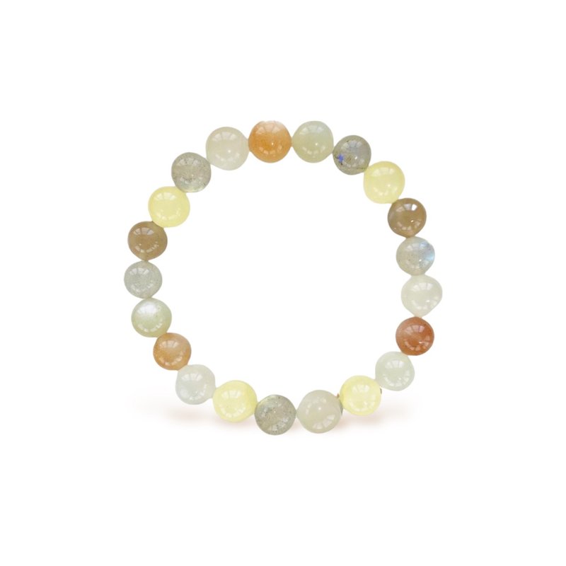 Warm texture Stone labradorite white moonstone lemon Stone Pixiu bracelet - สร้อยข้อมือ - คริสตัล 