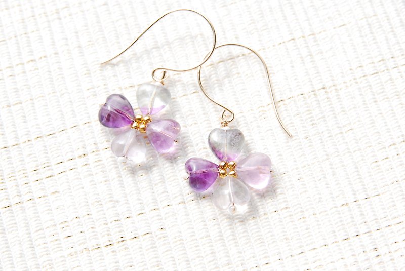 Florite flower earrings no. 15 14 kgf - Earrings & Clip-ons - Gemstone Purple