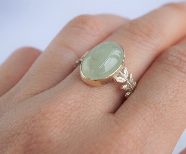 Prehnite rose leaf ring [OP730K10YG] - Shop ateliersimo General