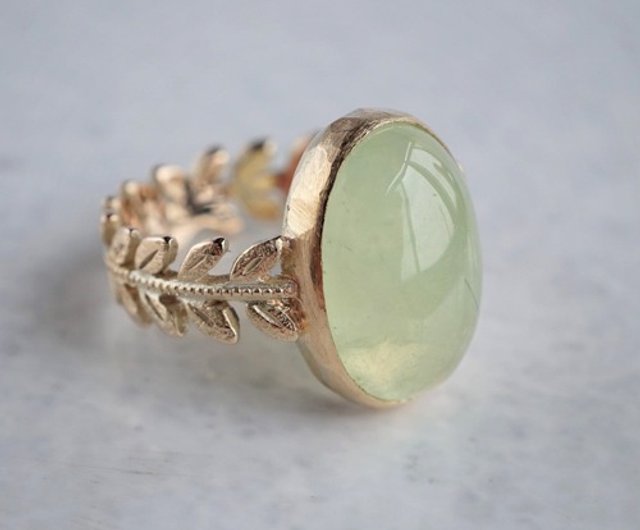 Prehnite rose leaf ring [OP730K10YG] - Shop ateliersimo General