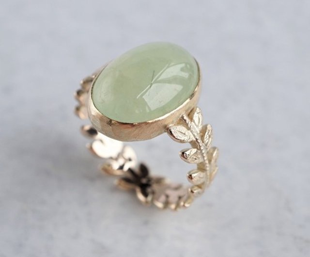 Prehnite rose leaf ring [OP730K10YG] - Shop ateliersimo General