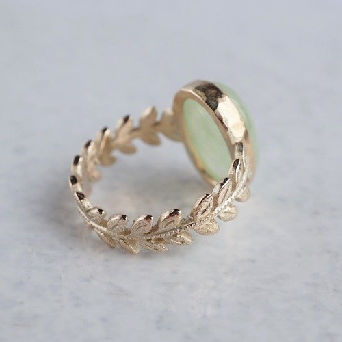 Prehnite rose leaf ring [OP730K10YG]