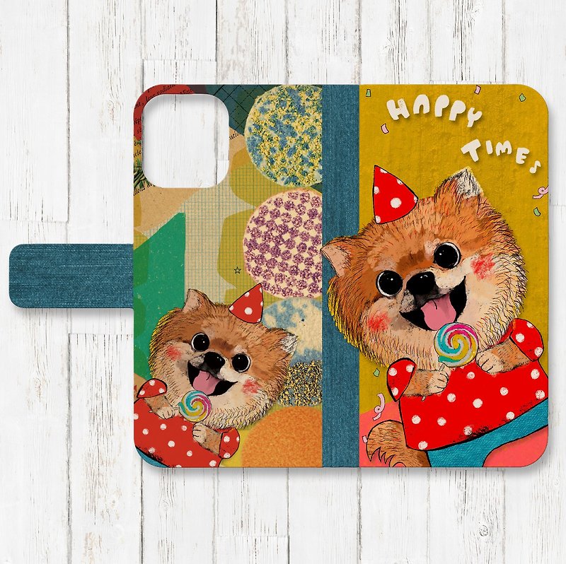 Pomeranian notebook type iPhone smartphone case - Phone Cases - Faux Leather 