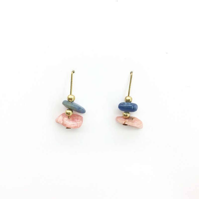 Forests groceries l cute little earrings diamond mine䓝/ aquamarine Stone ear hook l l Clip-On ear acupuncture - Earrings & Clip-ons - Gemstone Pink