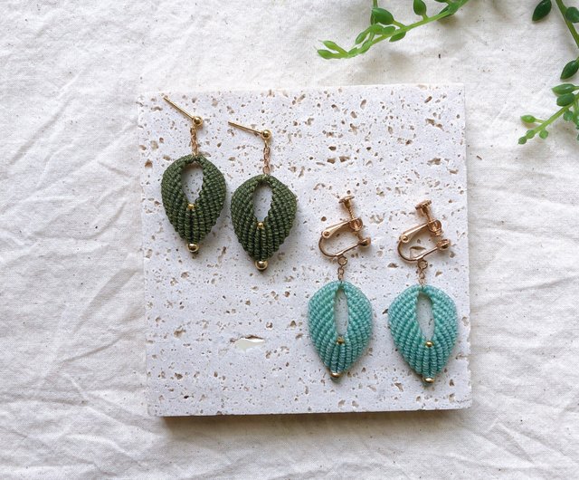 Macrame leaf store earrings