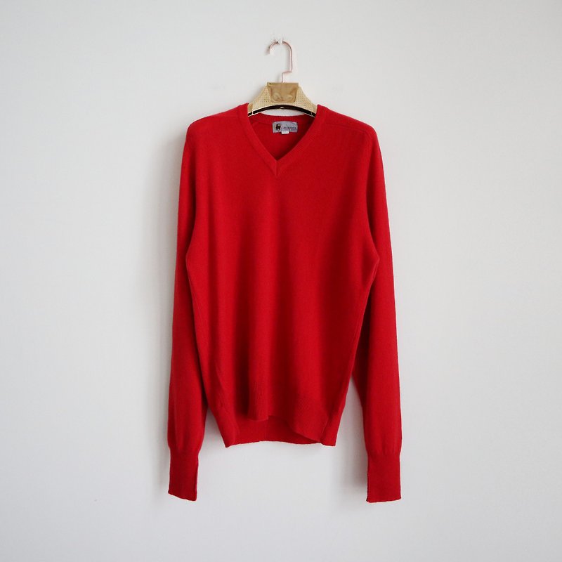 Pumpkin Vintage. Cashmere cashmere pullover senior sweater - สเวตเตอร์ผู้ชาย - ขนแกะ สีแดง