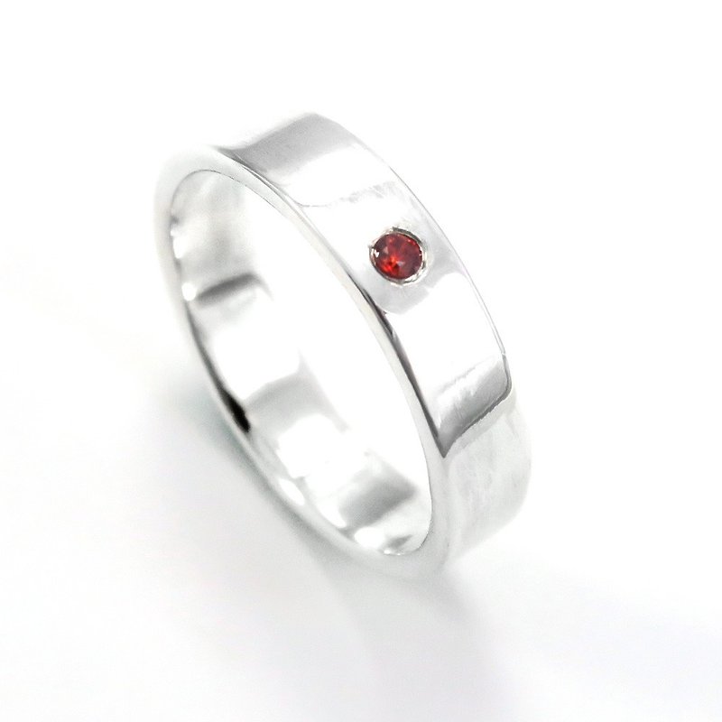 5mm Shiny Textured Scratch Diamond Ring Sterling Silver Ring (5 Colors Available) - แหวนทั่วไป - เงิน สีเงิน