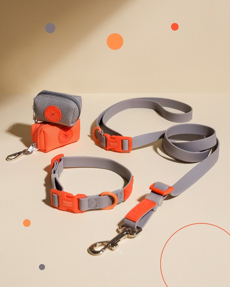 ASH X ORANGE | Waterproof collar bundle set - Collars & Leashes - Plastic Gray