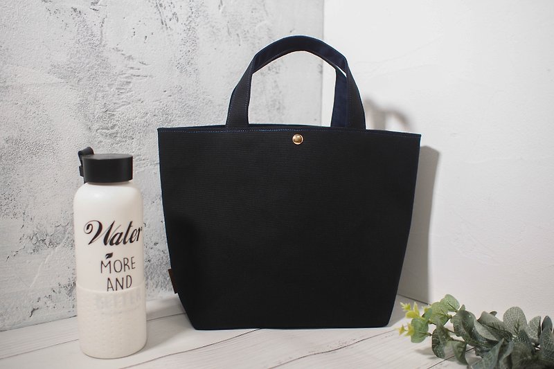 Jiajiajiu M series tote bag / canvas shoulder bag / zipper canvas bag / elegant black / in pre-order - Handbags & Totes - Cotton & Hemp Black
