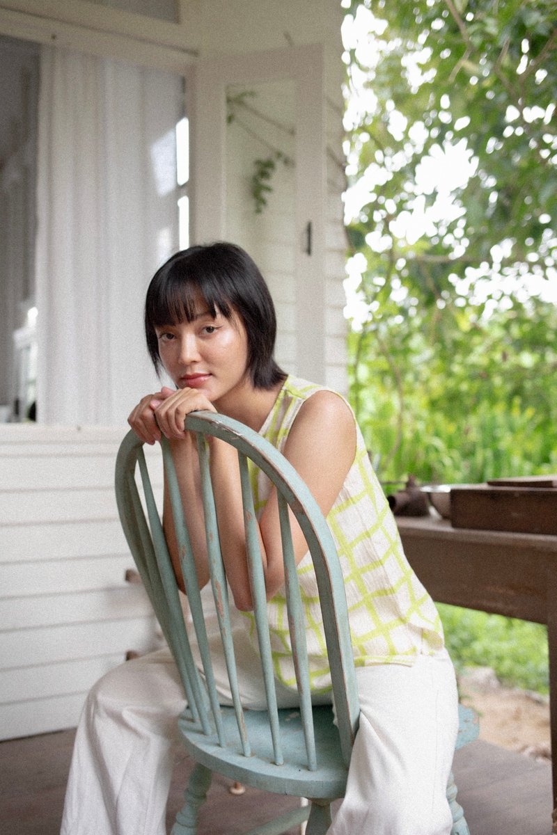 Mulmul light green block tank top - Women's Tops - Cotton & Hemp Green