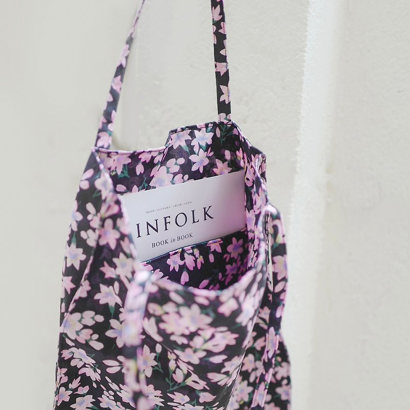 [Unique] Shoulder Bag / Reusable Shopping Bag Free Name - Night Cherry - Messenger Bags & Sling Bags - Cotton & Hemp Pink