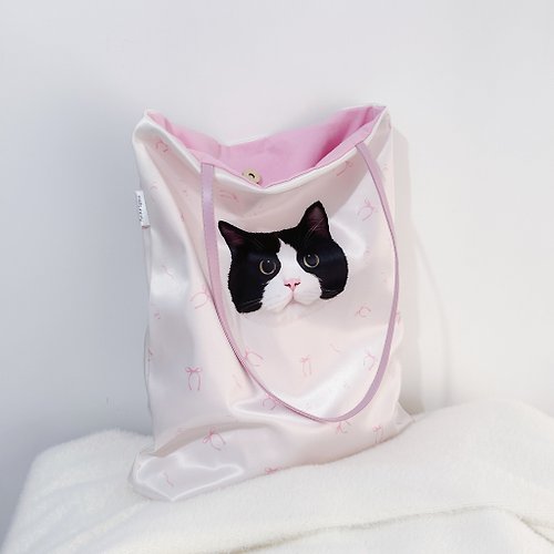 Pet Art Space 客製化寵物手袋Tote包私人訂製手繪頭像可愛綢緞手工手袋貓咪狗狗