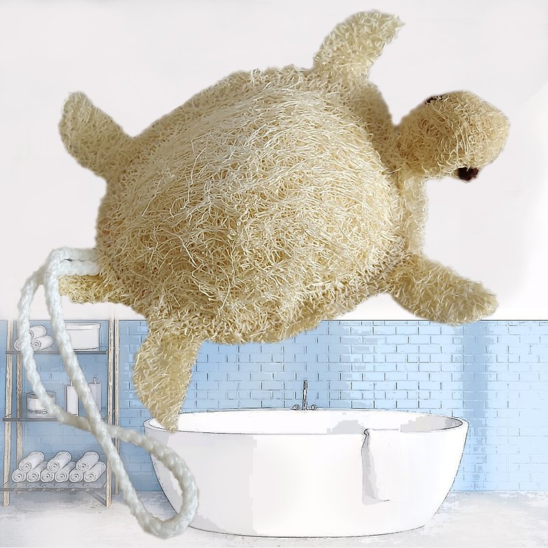 Loofah, Luffa sponge for bath, skin scrub, dish washing (Turtle) - 浴室用品/收納 - 其他材質 黃色