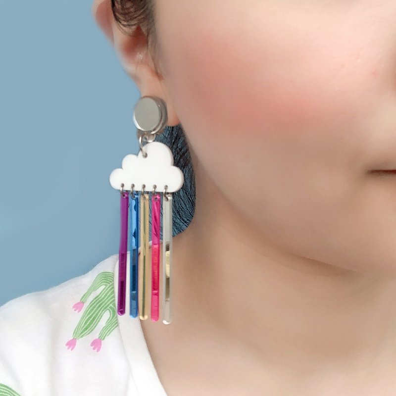 Rainbow Dangle Earrings - Earrings & Clip-ons - Acrylic Multicolor