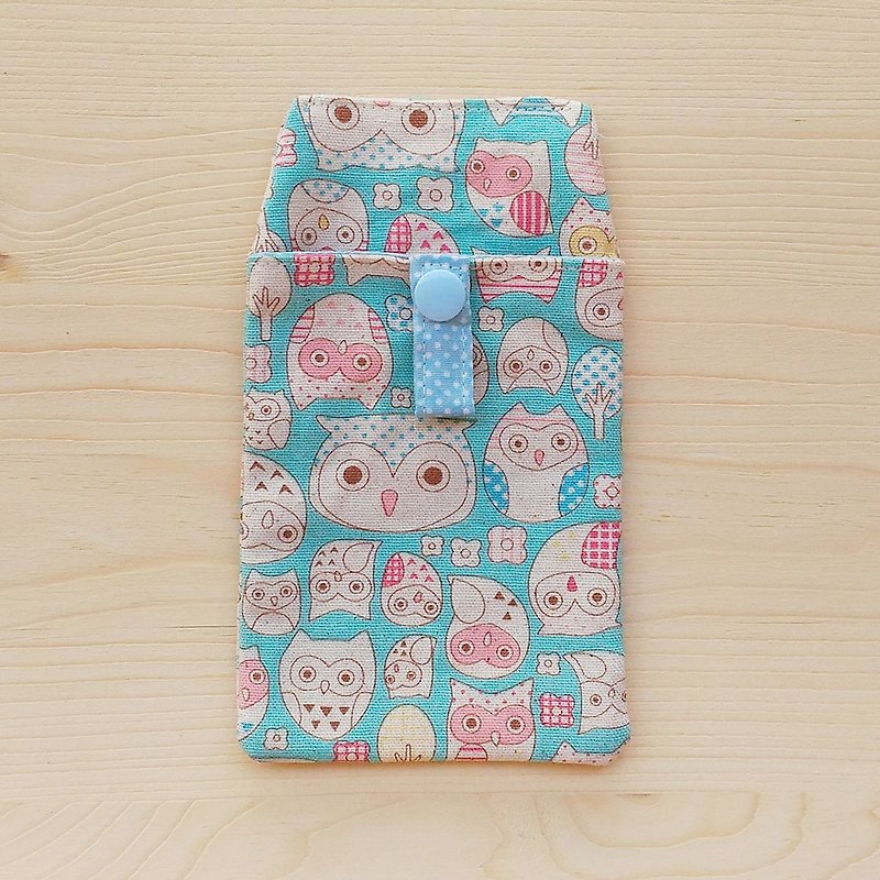 Owl illustration pocket pencil case / attached document bag / order - Pencil Cases - Cotton & Hemp Blue