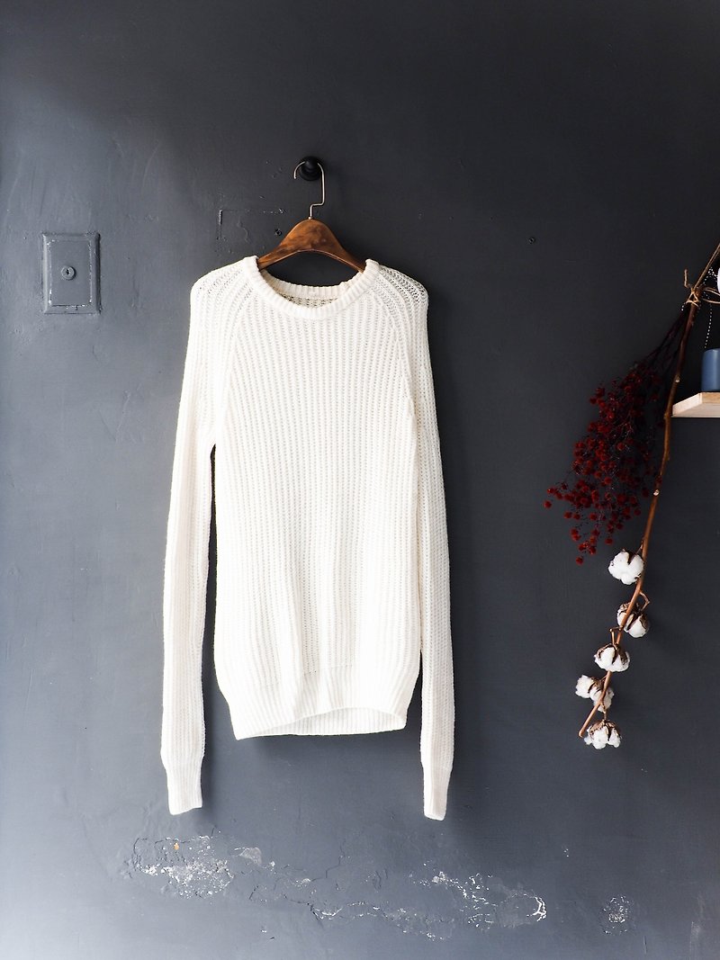 Wushi Mountain - Kumamoto Mushu Mushroom Goat's Antique Wool Trousers Sweater Sweater vintage oversize - สเวตเตอร์ผู้หญิง - ขนแกะ ขาว