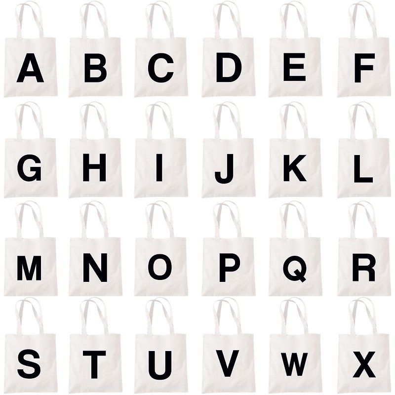 Big A ~ Z 帆布包 購物袋 米白 英文 字母 客製 禮物 情人 - 側背包/斜孭袋 - 其他材質 白色