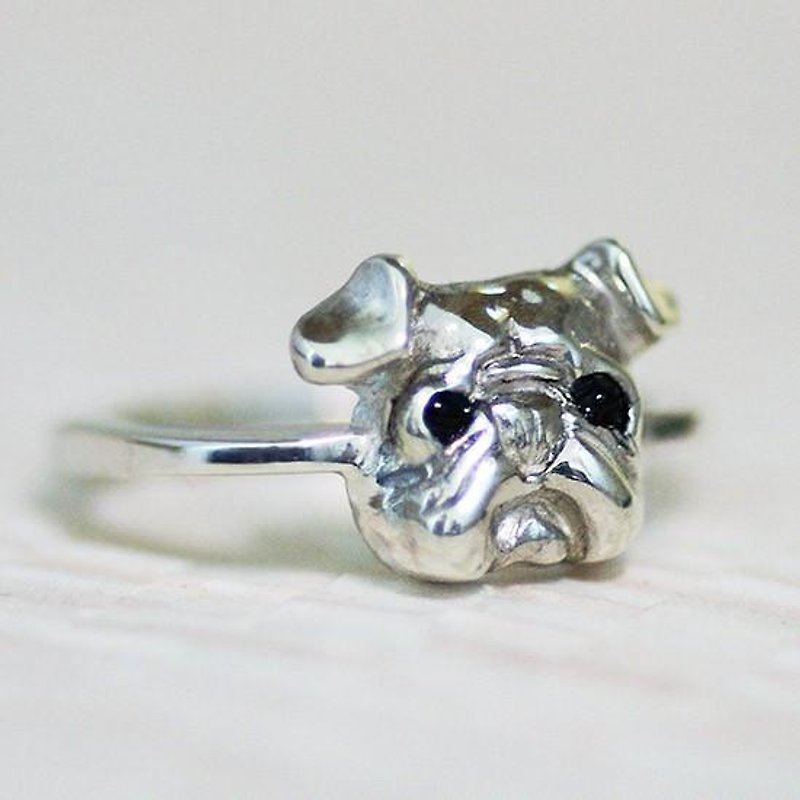Small pug face ring [Free shipping] Taputapu face pug is made into a small ring - แหวนทั่วไป - โลหะ 