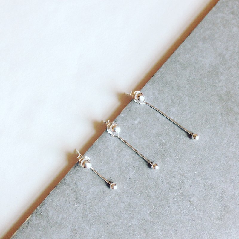 Minimalism / dot / line / .925 silver earrings / 3.5cm -single earring for sale - Earrings & Clip-ons - Other Metals Silver