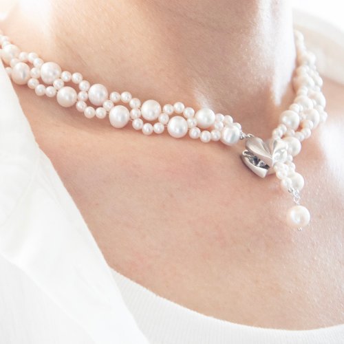 ★ENGBROX★ peace heart pearl necklace set EBNL23056SV Heart Mabé Pearl Pendant | J.Hannah Jewelry