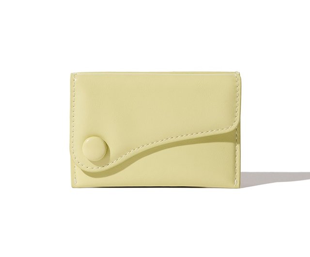 DOT Saddle Slim mini Card Wallets pale lemon - Shop LEMASQUE DOT Saddle Slim mini Card Wallets pale lemon - Shop LEMASQUE