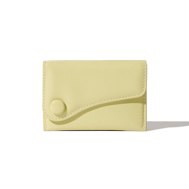 DOT Saddle Slim mini Card Wallets pale lemon - 錢包/皮夾/長短夾 - 真皮 黃色