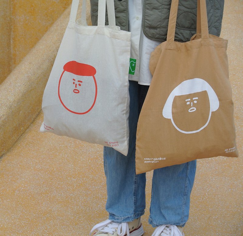 1G Jenny | Thin cotton bag - กระเป๋าถือ - ผ้าฝ้าย/ผ้าลินิน สีกากี