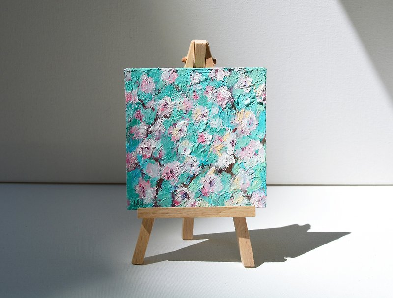 Sakura painting Abstract flowers Original Oil Painting Contemprorary Floral art - Illustration, Painting & Calligraphy - Other Materials Multicolor