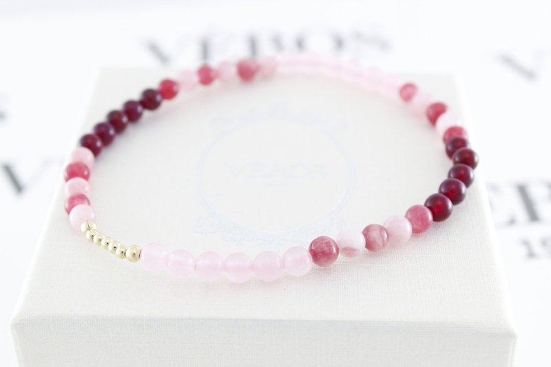 Happy Love Pink Crystal Bracelet - Bracelets - Gemstone Pink
