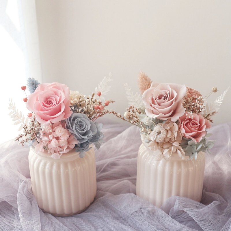 Eternal Rose Diffuser Milk Jug Table Flower Morandi Pink/Powder Blue - Dried Flowers & Bouquets - Plants & Flowers 