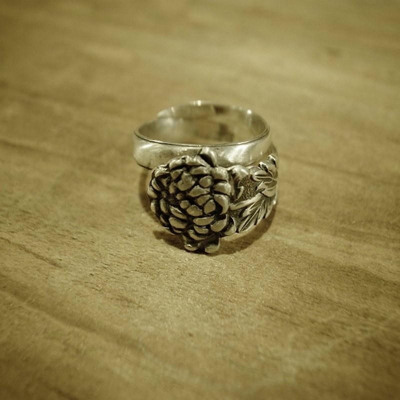 Antique silver candy Remake ring toothpick chrysanthemum _ 650 Japanese pattern - General Rings - Other Metals Silver