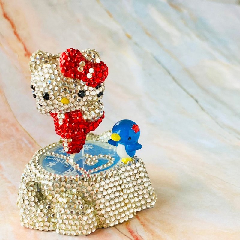 日本 水晶公仔 雪天使Hello Kitty 手工黏貼 收藏古董 施華洛世奇 - 擺飾/家飾品 - 水晶 白色