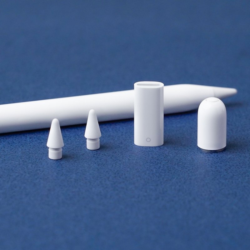 Apple Pencil 1代 磁吸筆蓋/充電轉接頭/替換筆尖 替換組 - 科技小物 - 其他材質 白色